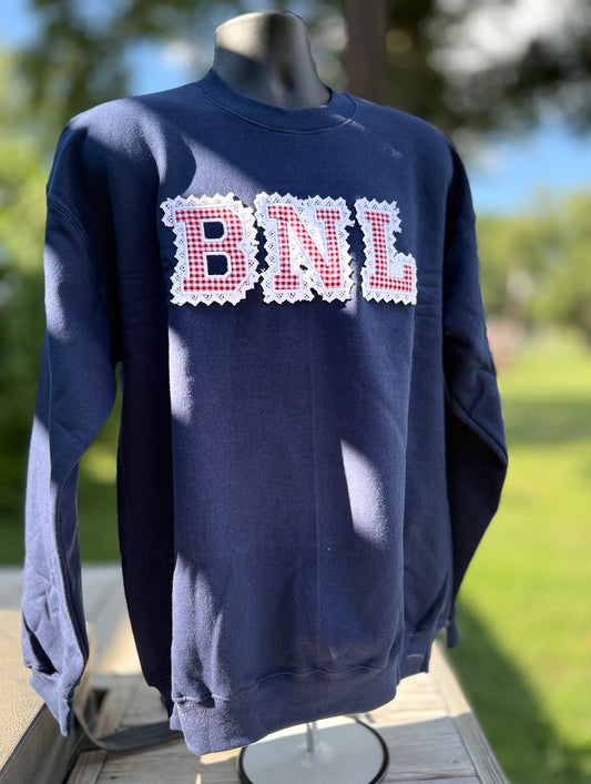 BNL Classic Gingham Appliqué Crewneck