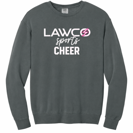 LawCo Sports CHEER - Comfort Colors® Pepper Lightweight Crewneck Sweatshirt ADULT