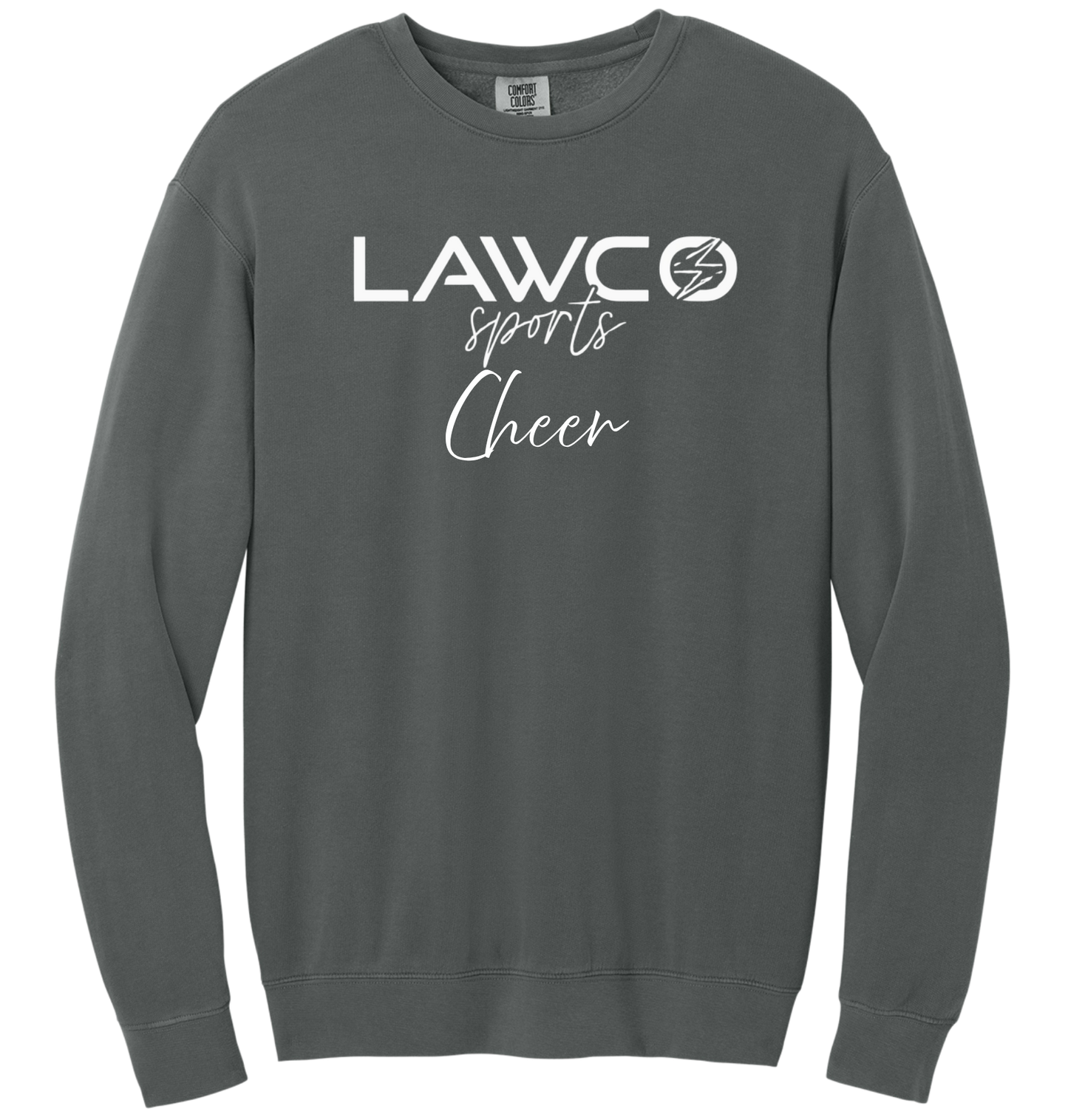 LawCo Sports CHEER - Comfort Colors® Pepper Lightweight Crewneck Sweatshirt ADULT