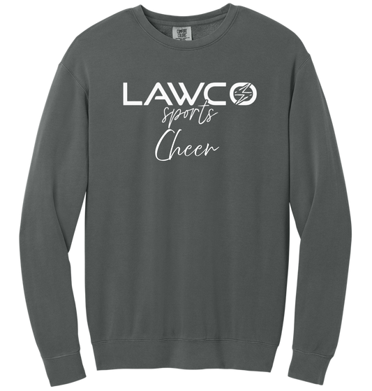 LawCo Sports CHEER - Comfort Colors® Pepper Lightweight Crewneck Sweatshirt ADULT