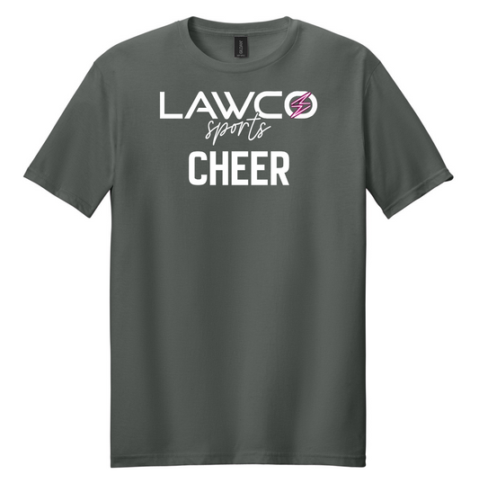 LawCo Sports - Gildan Softstyle® Charcoal T-Shirt CHEER ADULT