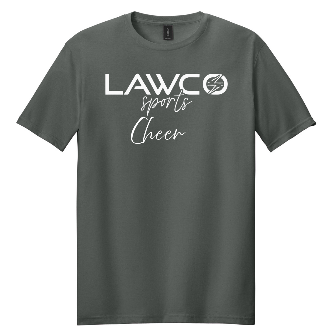 LawCo Sports CHEER - Gildan Softstyle® Charcoal T-Shirt ADULT