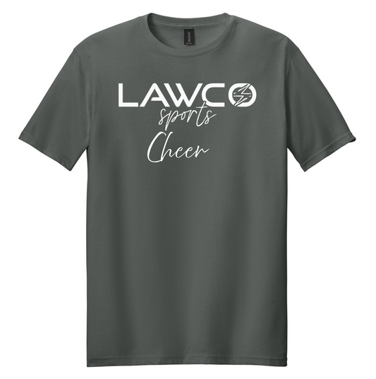 LawCo Sports CHEER - Gildan Softstyle® Charcoal T-Shirt ADULT